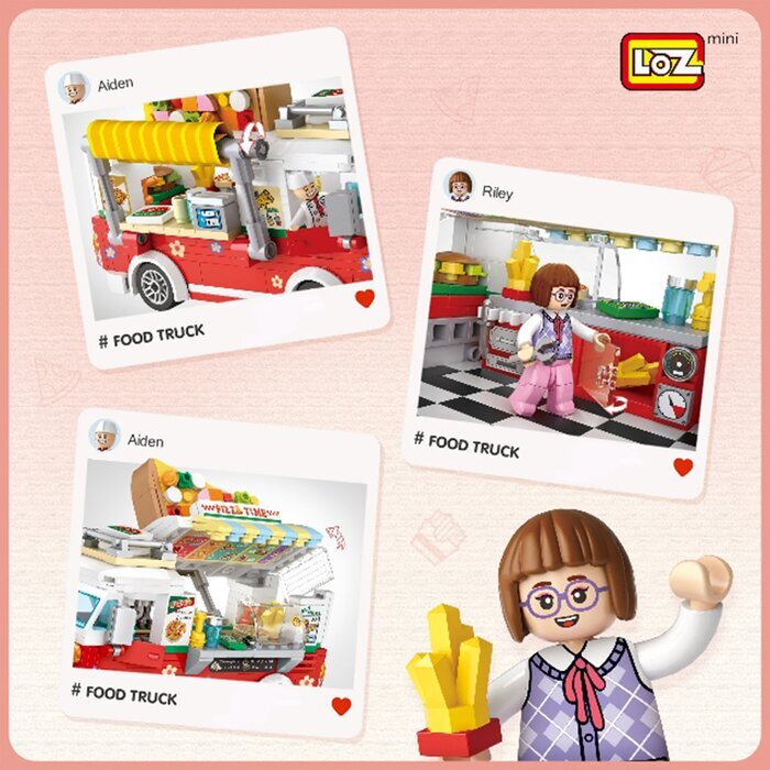 LOZ Mini Blocks - Pizza Car Building Bricks Set 14 x 18 x 8 cm