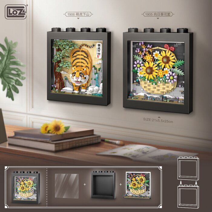 LOZ Ideas Series - Sunflower Basket Immortal Pixel Painting Building Bricks Set 34 x 25 x 9cm