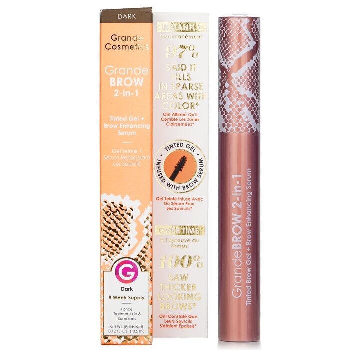 Grande Cosmetics (GrandeLash) GrandeBROW 2 in 1 Tinted Brow Gel + Brow Enhancing Serum - # Dark 3.5ml/0.12oz