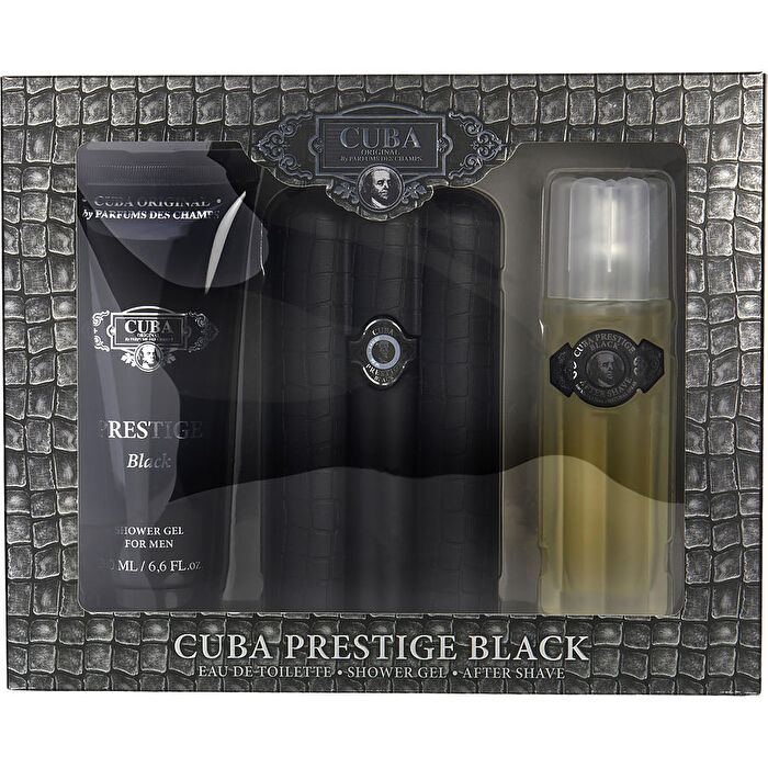 Cuba Prestige Black Gift Set Eau De Toilette 90ml Shower Gel 200ml And Aftershave 100ml 90ml
