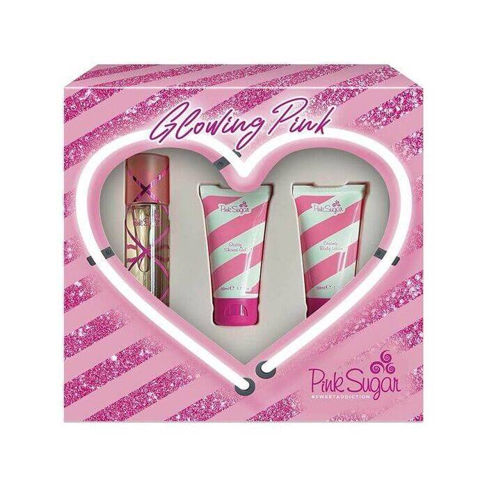 Aquolina Pink Sugar Glowing Pink Sweet Addiction Woman Set Eau De Toilette 50ml & Bl 50ml & Sg 50ml