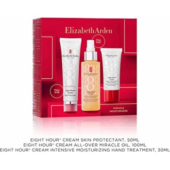 Elizabeth Arden Eight Hour Set Skin Protectant 50ml & All Over Miracle Oil 100ml & Moisturizing Hand Treatment 30ml