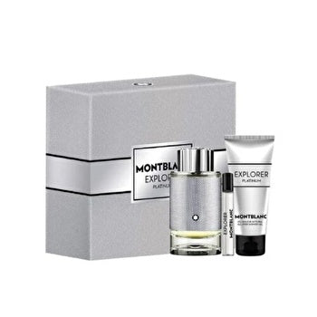 Mont Blanc Explorer Platinum Gift Set Eau De Parfum 100ml Shower Gel 100ml And Miniature Eau De Toilette 7.5ml 100ml
