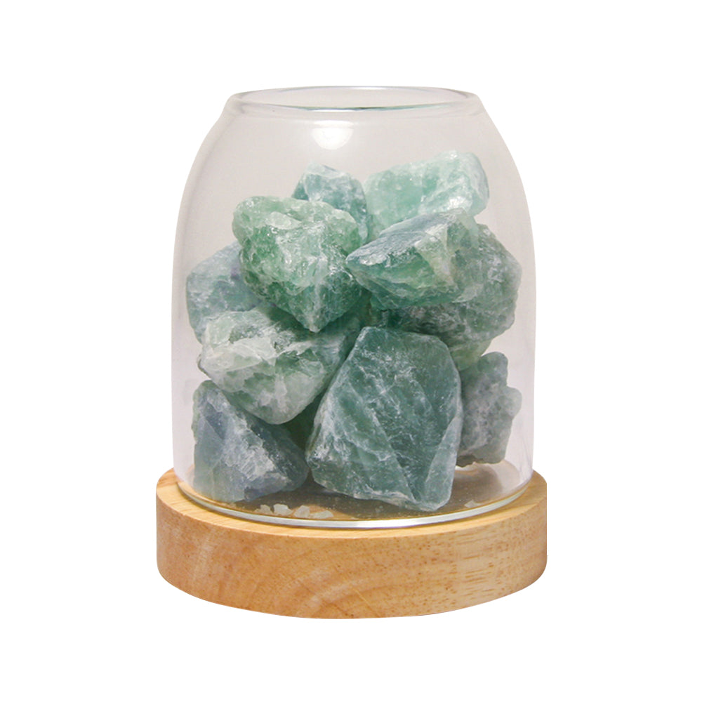 Amrita Court Aurora Crystal Diffuser Wooden Base with Light Green Calcite