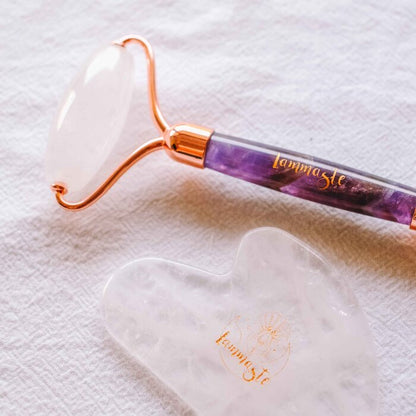 Lammaste Facial Roller | White Quartz | Amethyst Fixed Size