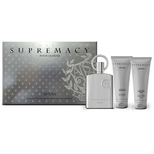 Afnan Supremacy Silver Gift Set Eau De Parfum 100ml Shower Gel 100ml And Aftershave Balm 100ml 100ml