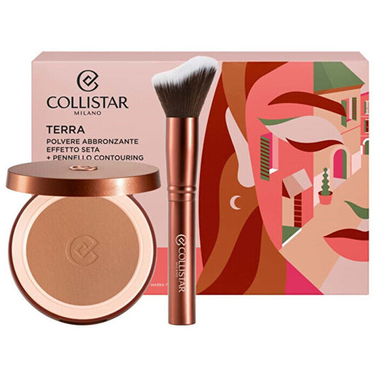 Collistar Bronzing Powder Set Bronzing Powder 4.4 Hawaii Matte 10g/contouring Brush 10g