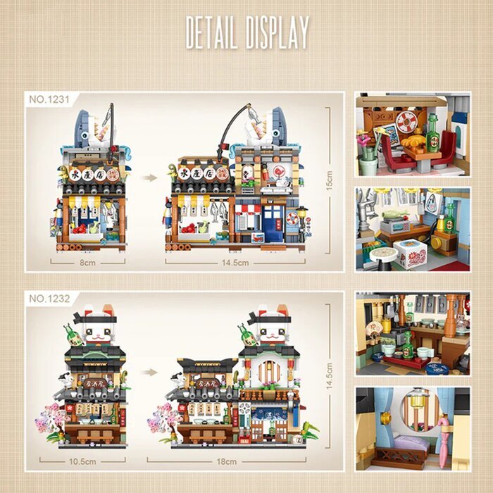 LOZ Street Series - Fish shop Building Bricks Set 15 x 20 x 8cm