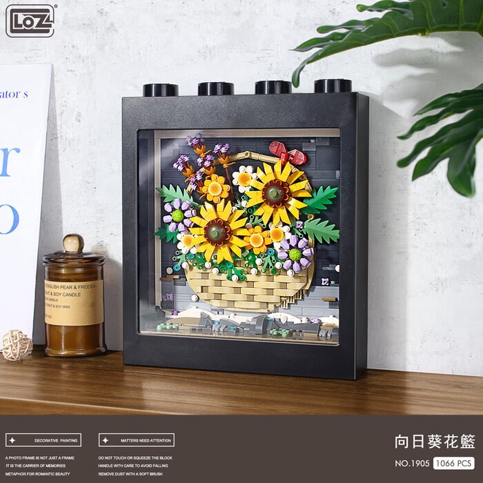 LOZ Ideas Series - Sunflower Basket Immortal Pixel Painting Building Bricks Set 34 x 25 x 9cm