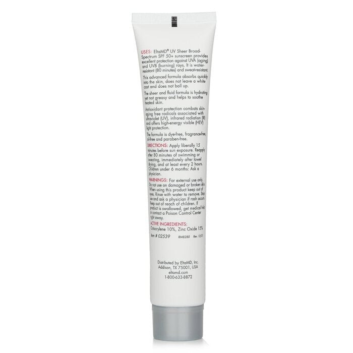 EltaMD UV Sheer Broad-Spectrum SPF 50+ Sunscreen (For Face and Body) 85ml/3oz