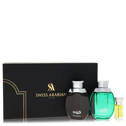 Swiss Arabian Kenzy Gift Set - Eau De Parfum in Raaqi & Kenzy + .4 oz Concentrated Perfume Oil in Private Musk