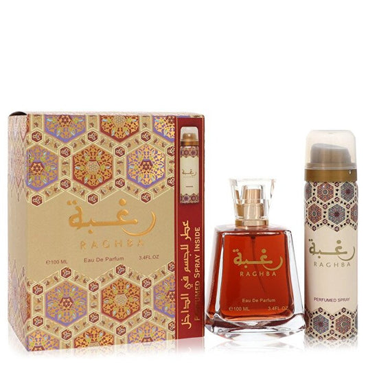 Lattafa Raghba Man Eau De Parfum Spray plus Deodorant Spray 3.4 oz 100ml/3.4oz