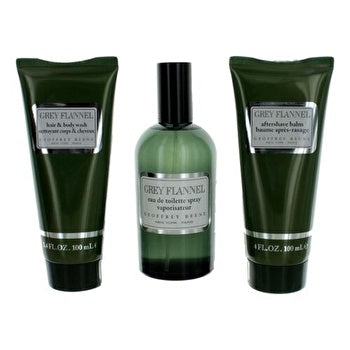 Geoffrey Beene Grey Flannel Man Set Eau De Toilette 120ml & After Shave Balm 100ml & Hair & Body Wash 100ml