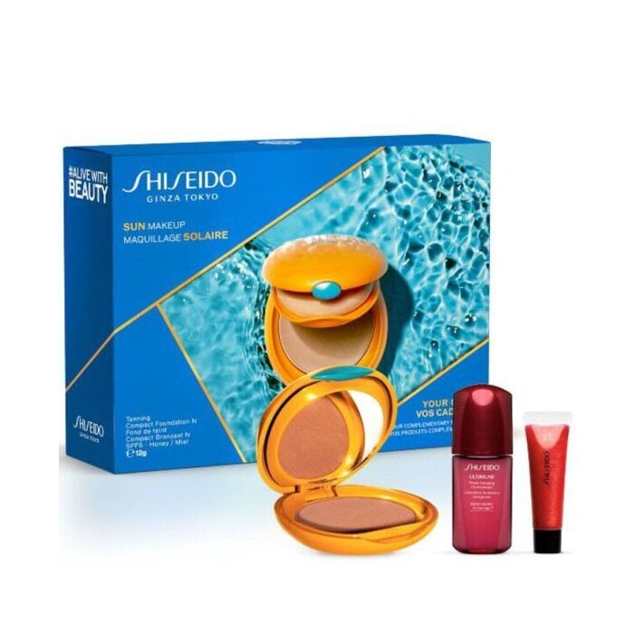 Shiseido Sun Makeup - Bronze Woman Set (water Resistant 12g & Serum 10ml & Shimmer Gel Gloss 07shin 2