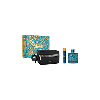 Versace Eros Man Set Eau De Toilette 100ml+ Eau De Toilette 10ml & Black Pouch