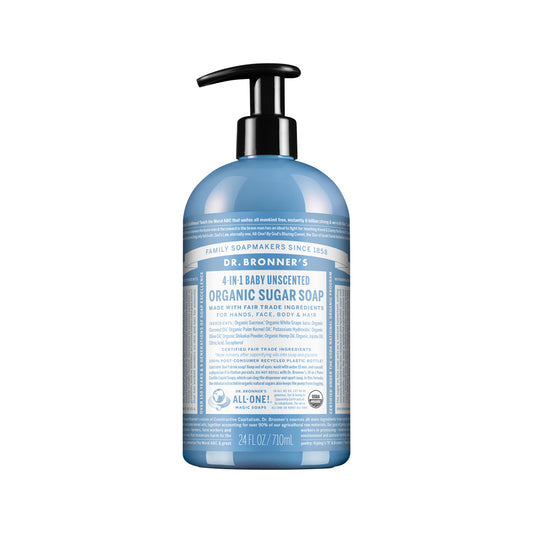 Dr. Bronner's Organic Pump Soap (Sugar 4-in-1) Unscented (Baby) 710ml