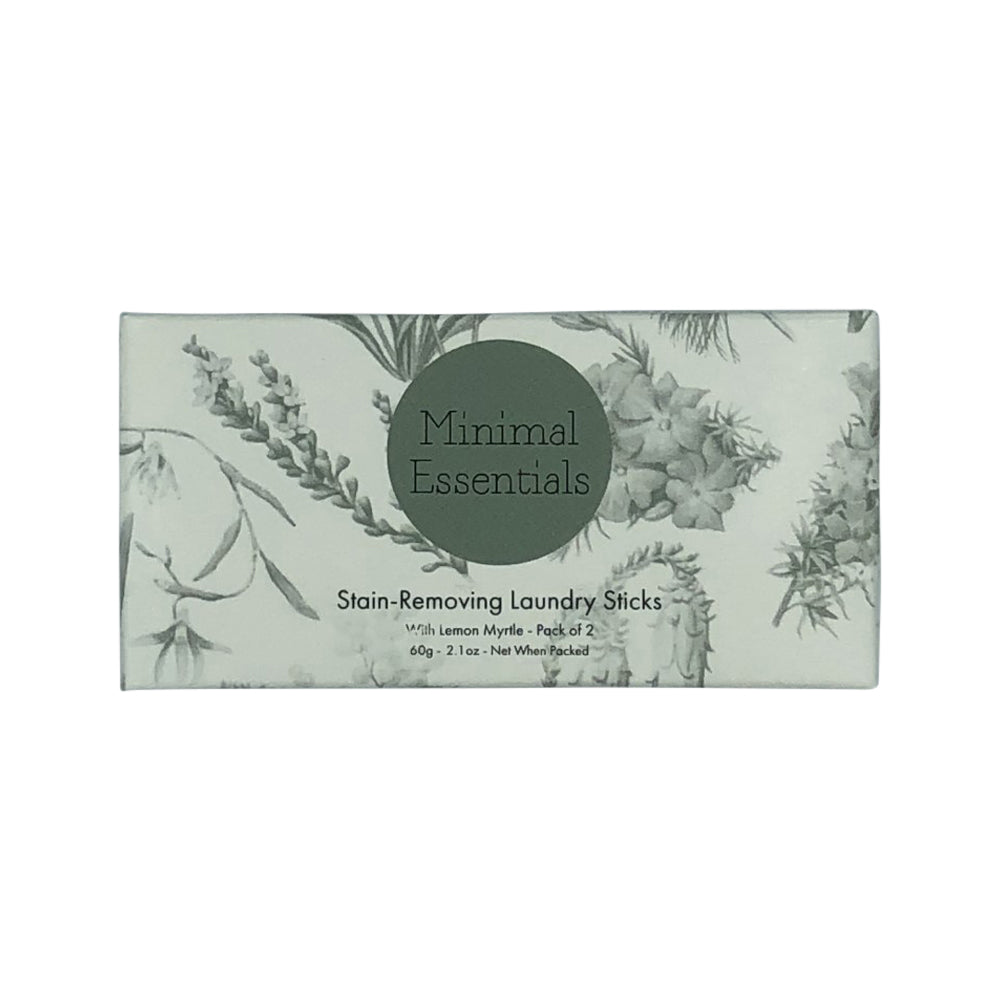 Minimal Essentials Stain-Removing Laundry Sticks with Lemon Myrtle x 2 Pack (50g net)