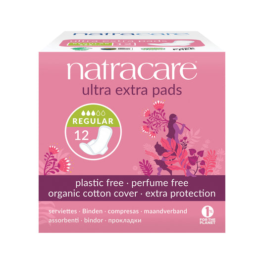 Natracare Ultra Extra Pads Normal with Organic Cotton Cover x 12 Pack